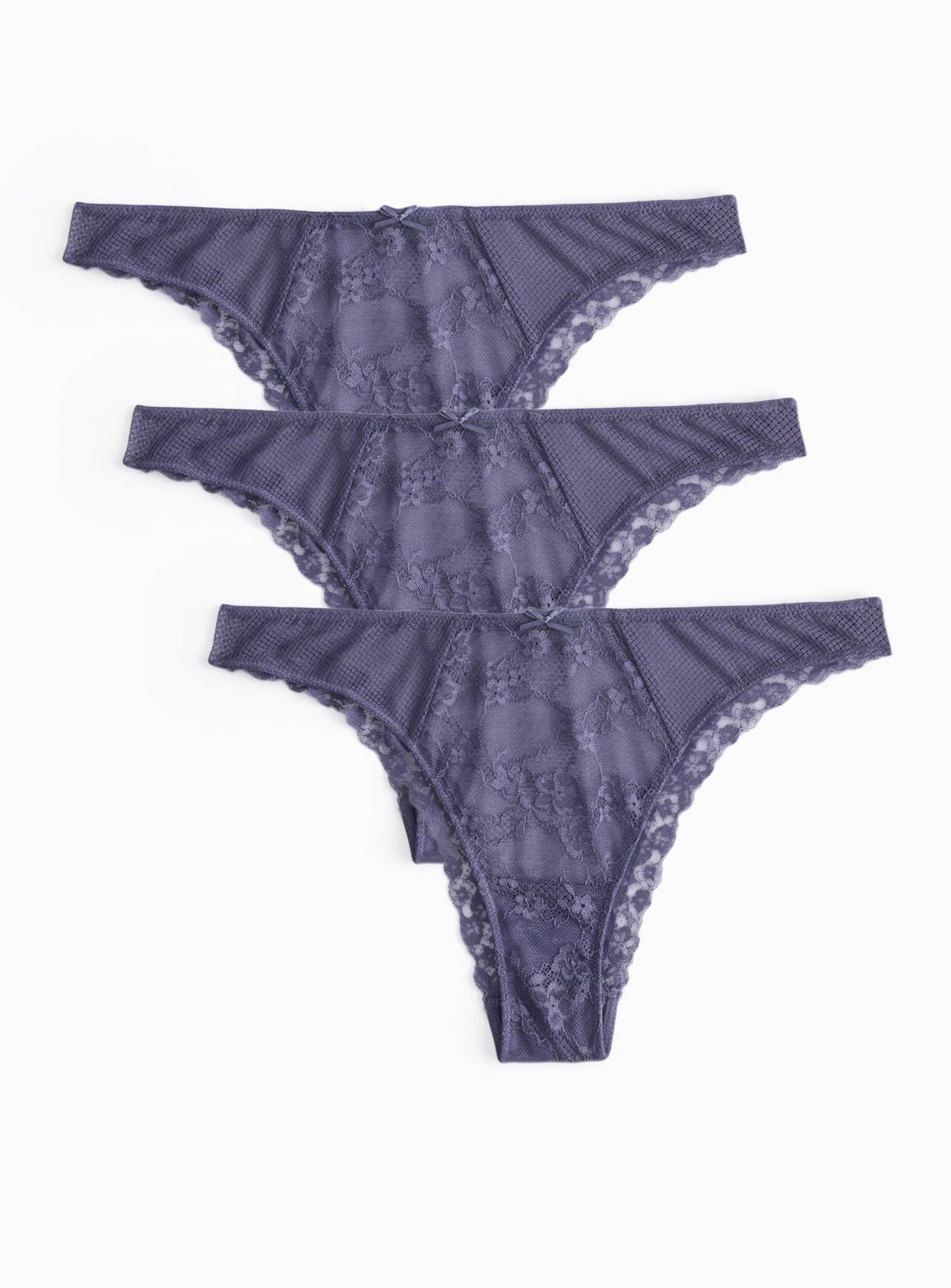Indigo Lace Tanga Knickers 3 Pack 10 - Image 1